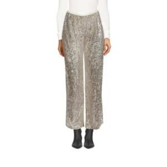 NEW FORTE FORTE the trousers in micro‚Äìsequins in light gold - Picture 2 of 2